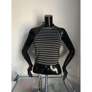 Black & White Striped Tube Top S